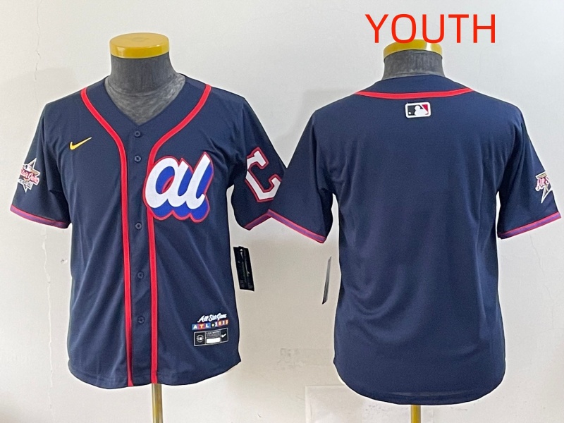 Youth 2025 Cleveland Indians Blank Drak Blue All star Blank Blue Nike MLB Jersey style 4